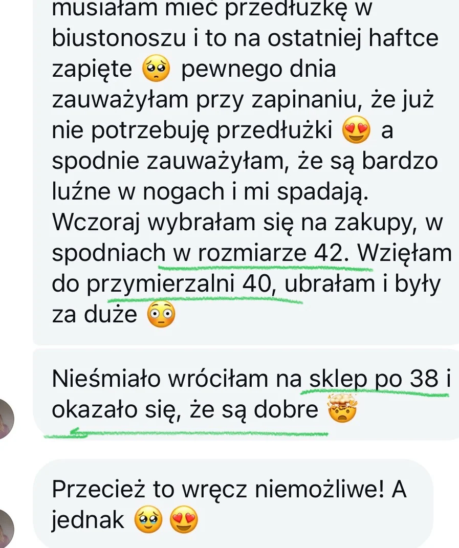 Wiadomość od uczestniczki: spodnie z rozmiaru 42 na 38